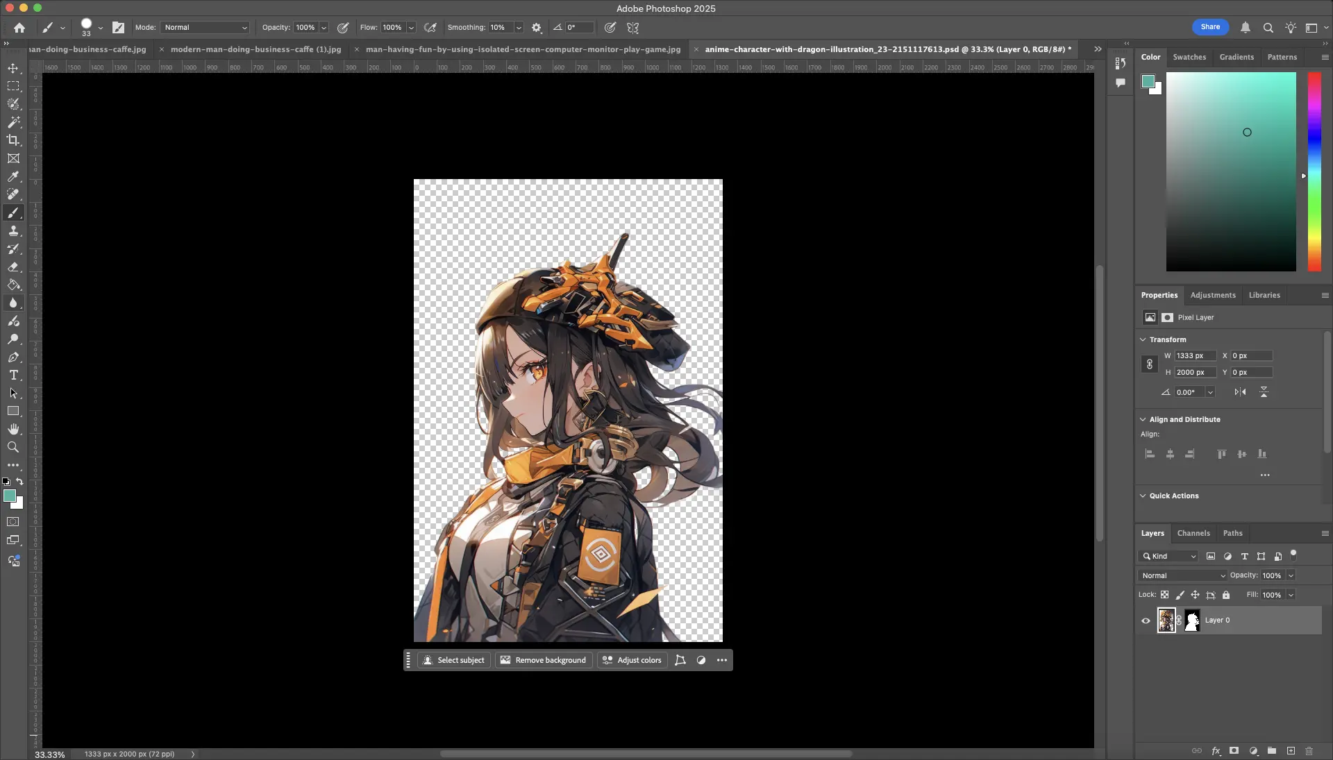 Character isolation in Photoshop